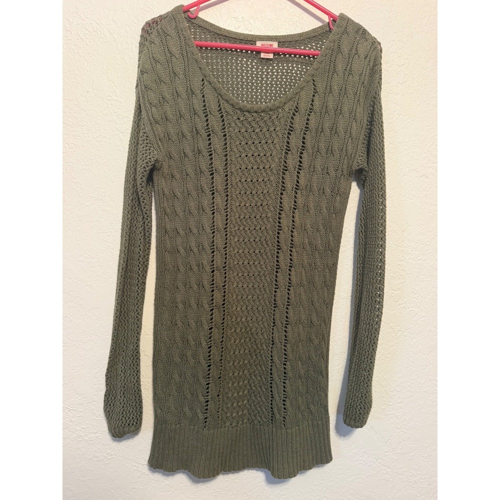 Mossimo Supply Co Olive Green Cable Knit Tunic Sweater Cotton Medium